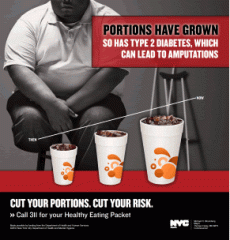 Nova York cria campanha contra refrigerantes e exagero na alimentao Cartaz-campanha-porc3a7c3b5es-ny